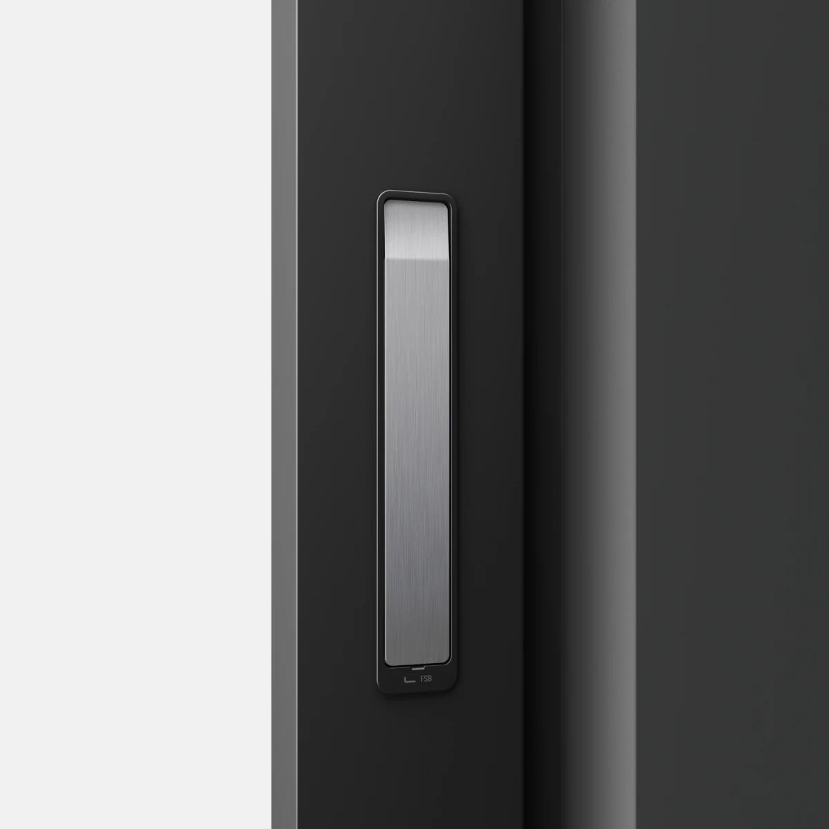 Close-up image of a flush window handle.